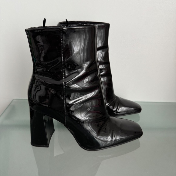H&M - Black Faux Patent Leather Ankle Boots - Picture 8 of 11